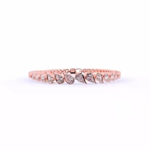 Shining Gold Lab Grown Moissanite Bracelet and Bangle for Girls Leaf Petal Pear Shape Diamond Jewelry - Product Image 5