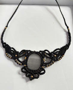 Collar de macramé, piedra preciosa de ágata, 25X30MM, forma ovalada, hilo multicolor, precio al por mayor, ajuste de bisel y ropa de fiesta, regalo de San Valentín - Product Image 6