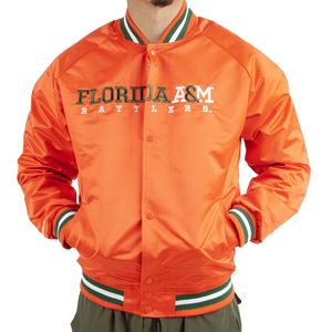 Chaqueta Varsity Unisex de Satén Naranja, Estilo Bomber de Béisbol con Parches, Ropa Urbana de Primavera, Formal, con Cremallera, Impermeable y Cortavientos - Product Image 2
