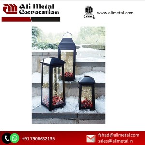 Ferme moderne fait à la main écologique en bois/métal lanterne décorative bougeoir maison salon cheminée Patio Table - Product Image 5