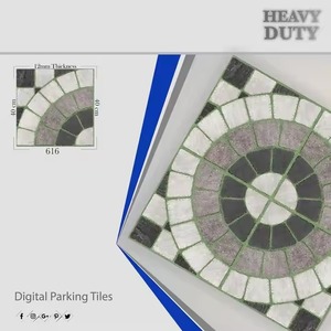 9mm Thickness Export Quality 40x40cm Embossed Punch Design Rustic Matte Non-Slip Porcelain Digital Parking Tiles 400x400mm - Product Image 5