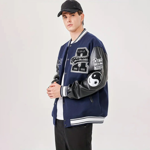 New Design <b>Men</b> Winter Varsity <b>Jacket</b> Plush Stand Collar Loose Fit <b>Letter</b> Pattern Chenille Embroidery High Street Wear - Product Image 4