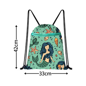 Ocean Style <b>Drawstring</b> Backpack <b>Large</b> Capacity Oxford Cloth Storage <b>Bag</b> with Dual Pockets - Product Image 5