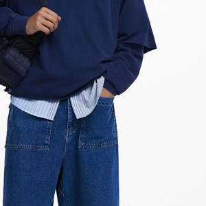 เสื้อฮู้ดแขนยาวสีพื้นแบบกำหนดเอง ดีไซน์ใหม่ ทรงโอเวอร์ไซส์ สวมใส่สบาย เสื้อฮู้ดแขนสองชั้นสำหรับผู้ชาย - Product Image 5