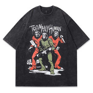 2025เสื้อยืดคอกลมทรงบ็อกซี่ฟิตสำหรับผู้ชายผ้าฝ้ายพิมพ์ลายสกรีนไซส์ใหญ่กว่าปกติสไตล์สตรีท DIY - Product Image 2