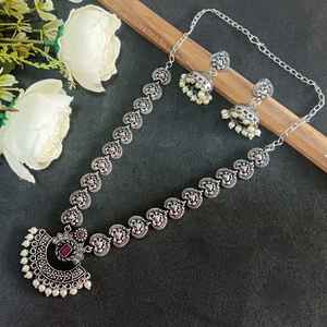 Conjunto de pendientes de collar floral de perlas de imitación de cristal bohemio antiguo oxidado de joyería mayorista de fabricación india para mujer - Product Image 2