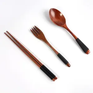 Set of 3 Elegant Wooden Flatware Set Perfect for Home Dinnerware and Stylish Tabletop Cutlery Set Daily Use Wholesale Prices - Product Image 1