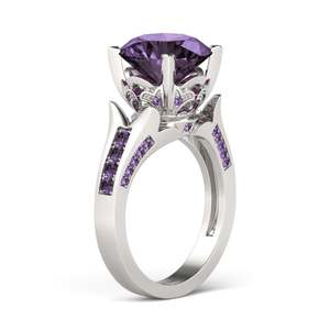 แหวนเงินสเตอร์ลิงประดับอเมทิสต์ทรงมาร์คีส์ ดีไซน์ดอกไลแลค - Product Image 1
