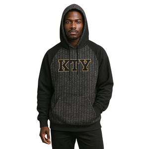Sweat à capuche Alpha APA brodé Premium Charcoal & Black Manches raglan Pinstripe Design Greek Fraternity Apparel Divine Nine HBCU - Product Image 1