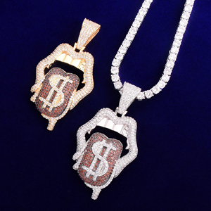 Collar con Colgante de Oro Sólido de 10 Quilates con Diseño de Chica Sexy que Gotea Dinero, Diamante Cultivado en Laboratorio con Corte Brillante de 4TCW, Certificado IGI, Regalo - Product Image 2