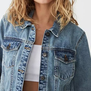 Veste en coton spandex pour garçon, vêtements, chemises en jean pour homme, lavage moyen, chemise unie à manches longues à double poche, veste en jean - Product Image 3