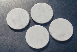 Juego De Posavasos De Mármol Bianco Carrara De 4 Cuadrado Redondo O Mezcla - Product Image 6
