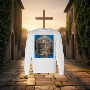 T-shirt a maniche lunghe con design artistico astratto di Gesù, abbigliamento religioso - Product Image 3