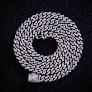 VVS Moissanite Hip Hop Cadena de eslabones cubanos Corte redondo 15mm Collar Ice Out Jewelry para plata esterlina 925 - Product Image 5