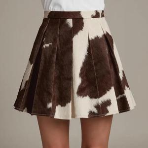 <b>Leather</b> <b>Skirt</b> Natural Hair On Cow Print High Waist Mini <b>Skirt</b> Women’s Cow Print Cowhide Mini <b>Skirt</b> Genuine <b>Leather</b> <b>Skirts</b> - Product Image 1
