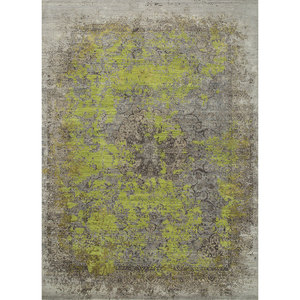 Alfombras de Lana y Seda Anudadas a Mano del Lejano Oriente, Modelo Skrt-814 para Uso Doméstico, Diseño Abstracto Rectangular con Medallón para Sala de Estar, Pasillo o Habitación - Product Image 1