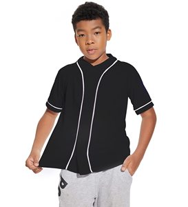 Uniforme de sport pour enfants Maillot de baseball boutonné solide Haut court avec motif rayé Anti-boulochage pour garçons filles Softball - Product Image 1