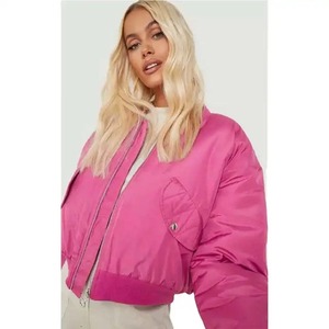 Hot Pink Color Girls Chaquetas recortadas Chaquetas de bombardero Ropa exterior Chaquetas de bajo precio para unisex - Product Image 4