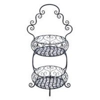 Panier en fil de fer métallique de style antique à 3 niveaux, forme personnalisée, finition noire, pour table à manger, fruits, légumes, rangement