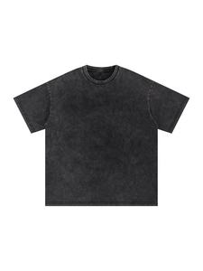 T-shirt délavé à l'acide personnalisé, streetwear hip-hop, t-shirts effet pierre avec logo, 100% coton, t-shirt vintage - Product Image 4