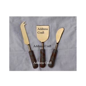 Juego de cuchillos para queso chapados en oro PVD con logotipo personalizado con mango de último diseño, herramientas de corte de queso Royal Golden, Mini espátula esparcidora - Product Image 3