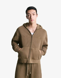 Custom High Quality Mens Oversized Tracksuits <b>Cropped</b> <b>Zip</b> <b>Up</b> <b>Hoodie</b> Heavyweight Streetwear Blank French Terry Cotton Fleece Set - Product Image 4