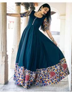 ชุดพื้นเมืองอินเดียพิมพ์ลายคาลามารีสุดหรูสำหรับผู้หญิงสวมใส่สบายมีสไตล์เหมาะสำหรับใช้ในชีวิตประจำวันหรืองานปาร์ตี้ - Product Image 1