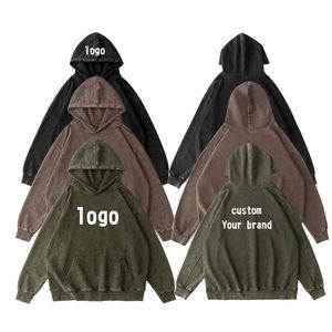 Sweat à capuche surdimensionné personnalisé pour homme, en coton éponge 100% à séchage rapide, de qualité supérieure, délavé à l'acide, respirant, vente en gros OEM - Product Image 2