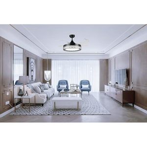 Ventilatore da soffitto Leduni con 5 pale in legno, luce LED, telecomando, 6 velocità, design moderno a incasso per soggiorno - Product Image 5