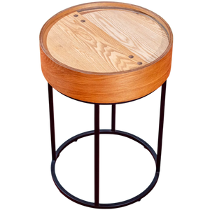 Table basse ronde moderne en placage de frêne MDF écologique et durable avec cadre en métal pour salon prix de gros - Product Image 2