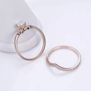 Bijoux personnalisés 9k 3ct ovale Moissanite bague en diamant fiançailles et bague de mariage ensemble pour femme/fille - Product Image 4