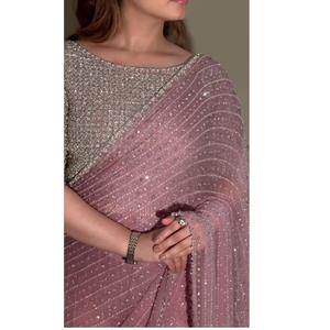 Hermoso Sari Georgette estampado ligero con sensación cómoda y diseño étnico para uso diario en la oficina a los mejores precios - Product Image 1