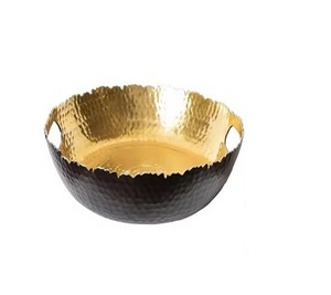 Nouveau design Bol en métal noir antique doré décoratif en fer Accessoires pour la maison Bol de service de fruits alimentaires - Product Image 1