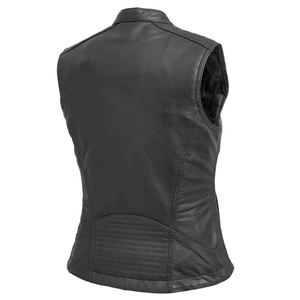 Chaleco de Cuero Genuino para Mujer, Última Moda, Logotipo Personalizable, Color Sólido, Tejido de Lona, Impermeable, Cortavientos y Transpirable - Product Image 2