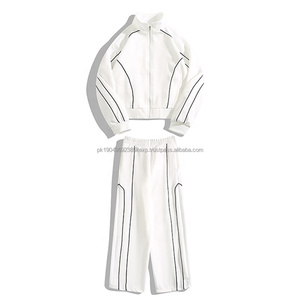 Custom High Quality Polyester Tracksuit Lightweight Waterproof <b>Stripe</b> Zip Up Jacket Jogger Tracksuits Custom Logo - Product Image 2