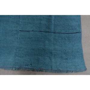 Alfombra turca Vintage moderna de 3,7x9 pies, Alfombra de lana de tejido plano de retazos azul, decoración para sala de estar con respaldo de látex - Product Image 5