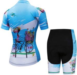 ชุดเสื้อเจอร์ซีย์ปั่นจักรยานแขนสั้น H.S.A International สำหรับผู้หญิง พร้อมกางเกงขาสั้นแบบซับลิเมชั่น ระบายอากาศได้ดี แผ่นเจล 3 มิติ กางเกงขาสั้นแห้งเร็ว - Product Image 2