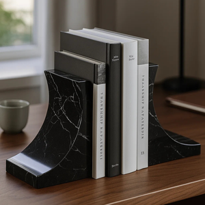 Sujetalibros de mármol nórdico personalizado soporte de libros decorativo hecho a mano organizador de piedra de lujo para escritorio de oficina biblioteca del hogar al por mayor - Product Image 1
