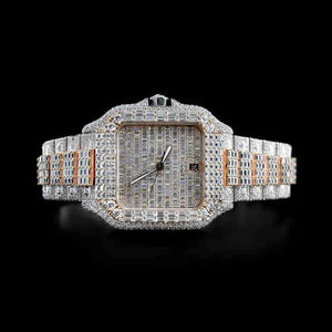 Montre de luxe de marque à succès avec diamants de clarté VVS, logo personnalisé, boîtier carré glacé, prix de gros - Product Image 1