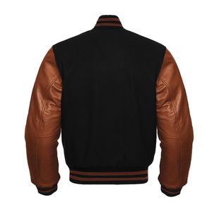 Veste bomber de baseball de haute qualité pour hommes, style Varsity Letterman, avec manches en cuir et corps en laine. - Product Image 2