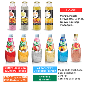 เครื่องดื่มน้ำพีชเบซิล280มล. (9.8ฟลอยซ์) โรงงานเวียดนาม | ปราศจากน้ำตาลฉลากส่วนตัว /odm - Product Image 4