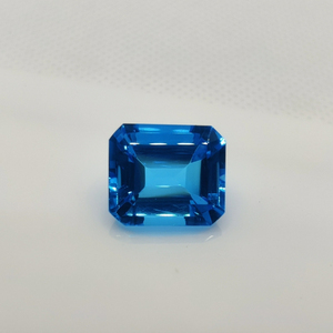 Topacio Azul Suizo Corte Esmeralda 14x12mm Octágono Piedra Natural de Lujo Personalizable para Anillos y Colgantes - Product Image 1