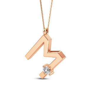 Colgante Personalizado con Inicial de Mayúscula, con Diamante Cultivado en Laboratorio VVS VS EF, Plata de Ley 925 con Acabado en Oro, Joyería Fina Personalizada - Product Image 3