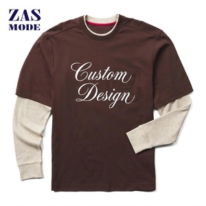 New arrival O-Neck Street Wear Style Men's T-Shirt With Customizable <b>Logo</b> Double Layer Sleeves Shirt In Adult Size - Product Image 1