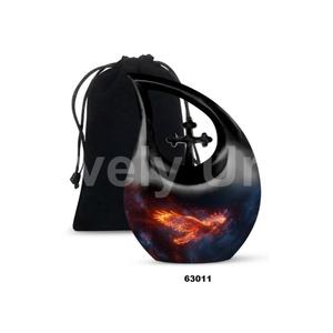 Urna Funeraria en Forma de Lágrima con Diseño Único de Águila y Bandera Americana Negra para Cenizas Humanas, con Bolsa de Terciopelo Gratis - Product Image 5