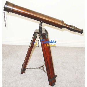 Télescope marin nautique en laiton plaqué or de style vintage avec trépied en bois réglable au sol pour la décoration de la maison - Product Image 4