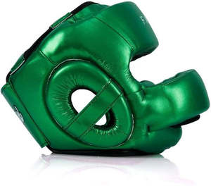 Calidad superior Fairtex HG17 Boxing Headgear Pro Sparring Head Guard Full Face Metallic Green Kickboxing Head Protector - Product Image 3
