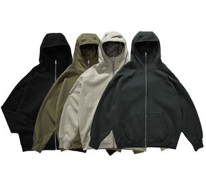 Alta calidad 350GSM algodón Fleece Heavyweight Hoodies logotipo personalizado hombres cremallera Oversize logotipo personalizado Zip up Hoodie para hombres - Product Image 1