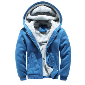 Wholesale Custom High Quality <b>Men</b> Thick Winter Full Zip Warm Faux Fur <b>Sherpa</b> Fleece Lined <b>Hoodie</b> <b>Men</b> - Product Image 6