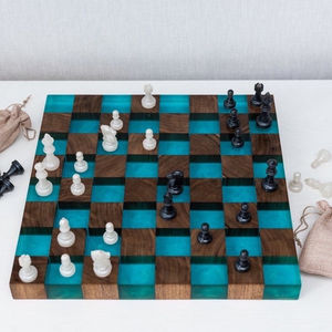 Nuevo Juego de Ajedrez de Madera Maciza Grabada de Lujo con Tablero de Mármol Blanco y Negro, Juego de Mesa Artesanal, Tamaño Personalizado para Niños, India - Product Image 1